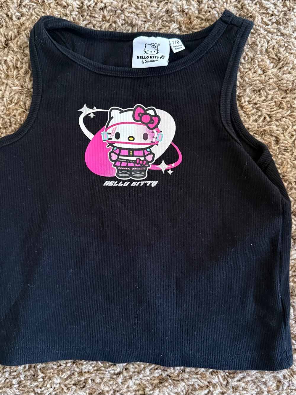 Hello Kitty Black Tank Top with Pink Graphic - Kids